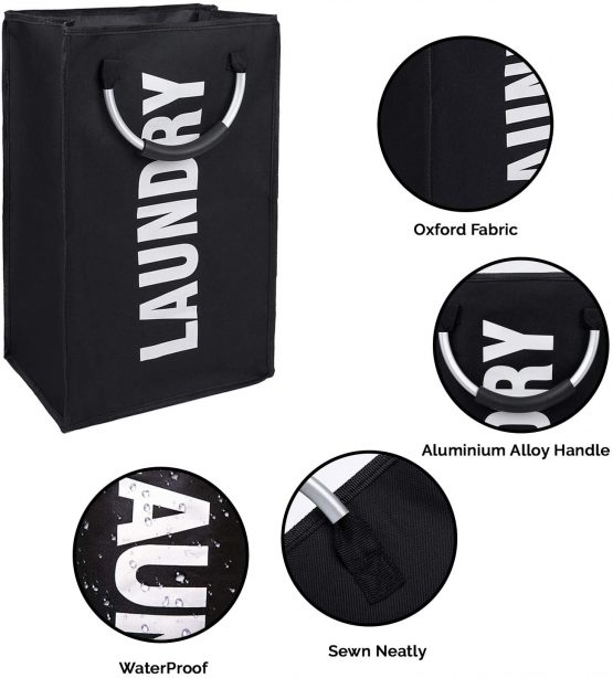 FB FunkyBuys laundry bag Collapsible laundry baskets with handles, Large washing laundry basket(Single Black) - Image 2