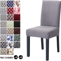 Dining Chair Covers, Modern Elastic Stretch Chair Cover Removable Washable Seats Slipcovers Parsons Dining Chair Cover for Hotel, Restaurant, Wedding Decor, Kitchen (Pack of 6, Silver grey)