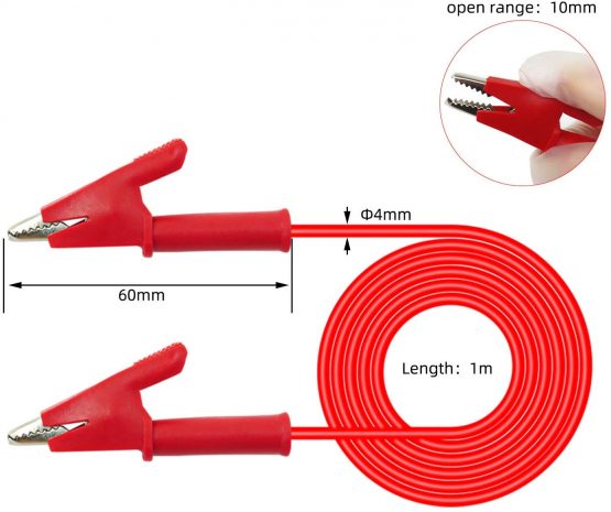 Cleqee 5PCS Test Leads Dual Ended Crocodile Alligator Clips Copper Clamps Heavy Duty Flexible 1M Test Cables 5 Colors for Multimeter Testing - Image 3