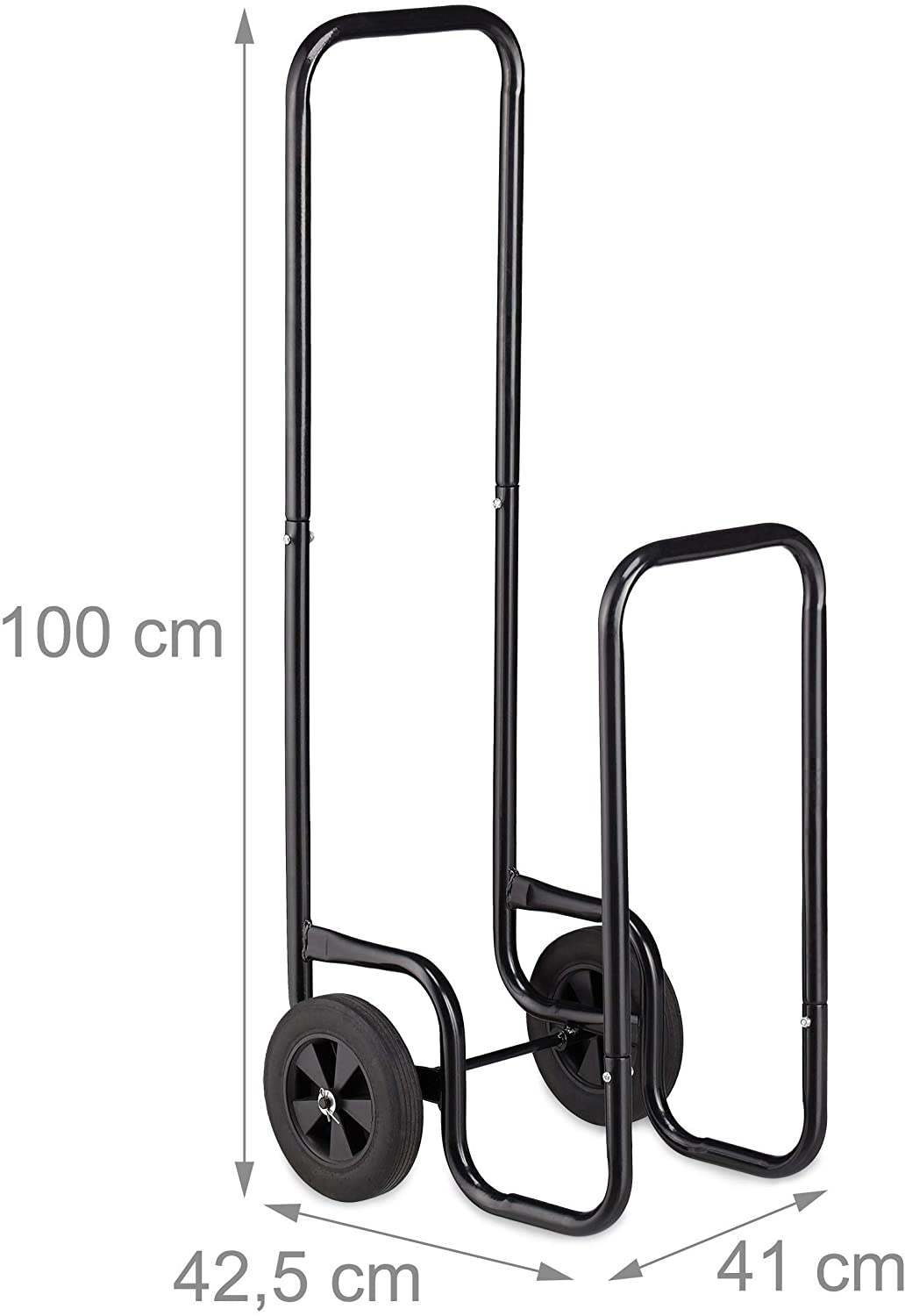 Relaxdays Log Cart, Steel Firewood Trolley, With 2 Wheels, Fireplace Wood Transport & Storage, Up To 60 kg, Black - Image 4
