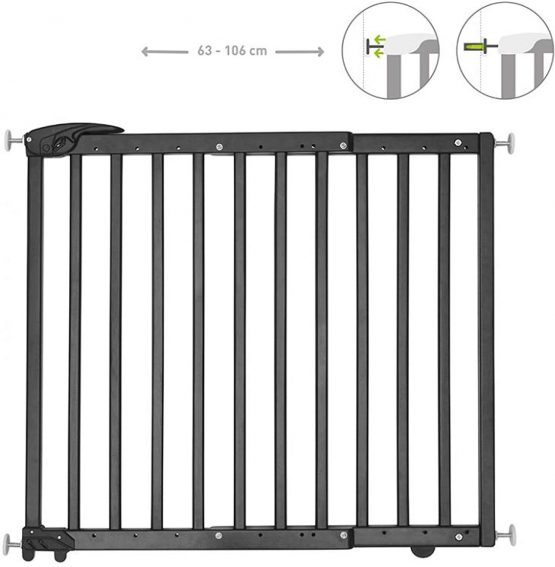 Badabulle Deco Pop Black, Wooden Extending Baby Gate | 63 to 106 cm Wide | Pressure fit or Screw Mounted door and stair gates for baby - Image 2