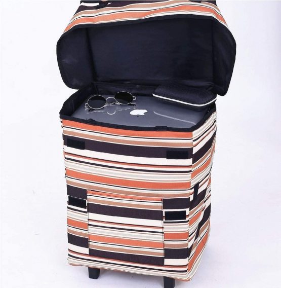 Collapsible Reusable Trolley Shopping Bag - Fineget Waterproof Foldable Utility Cart with Telescoping Handle and Wheels for Women Travelling Vacations Camping Beach Play Picnic Laundry Luggage School - Image 3