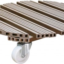 WAGNER Plant trolley WPC Ø 38,5 x 11 cm I Flower trolley for indoor + outdoor use I Container trolley made of FSC® wood plastic composite, taupe I Load capacity 150 kg - 20055601