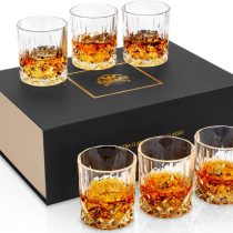 KANARS 6-Piece Whiskey Glasses Set, No-Lead Crystal Whisky Glass 300 ml for Cognac, Martini, Bourbon, Cocktail, Tequila, Unique Stylish Gift Box