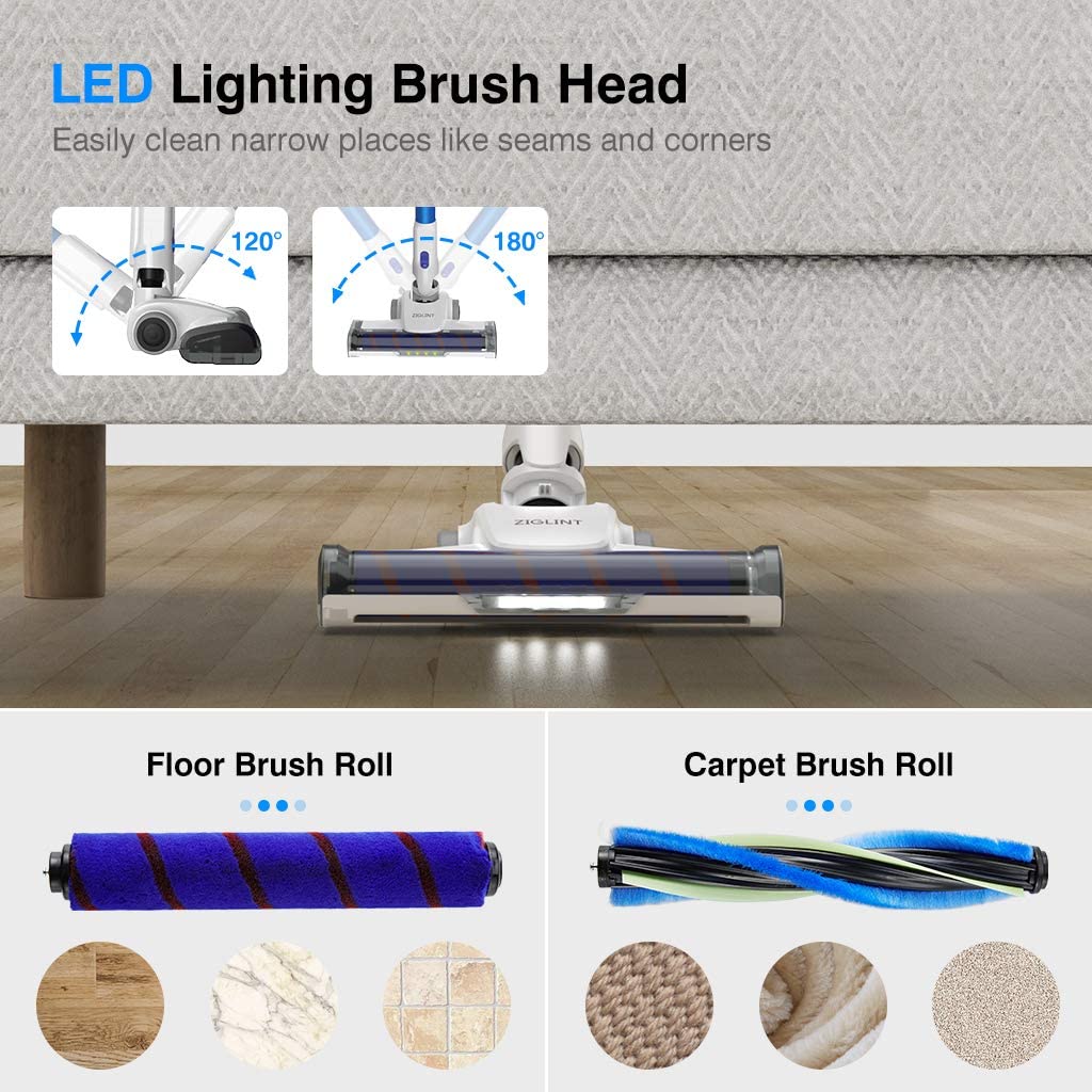 ZIGLINT Z9 Cordless Vacuum Cleaner, 22Kpa Stick Vacuum Cleaner, 4 in 1