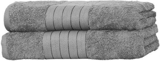 Brentfords Luxury 100% Cotton 2 x Jumbo Bath Sheets Extra Large Towels Bale - Silver, Large - 90 x 150 cm