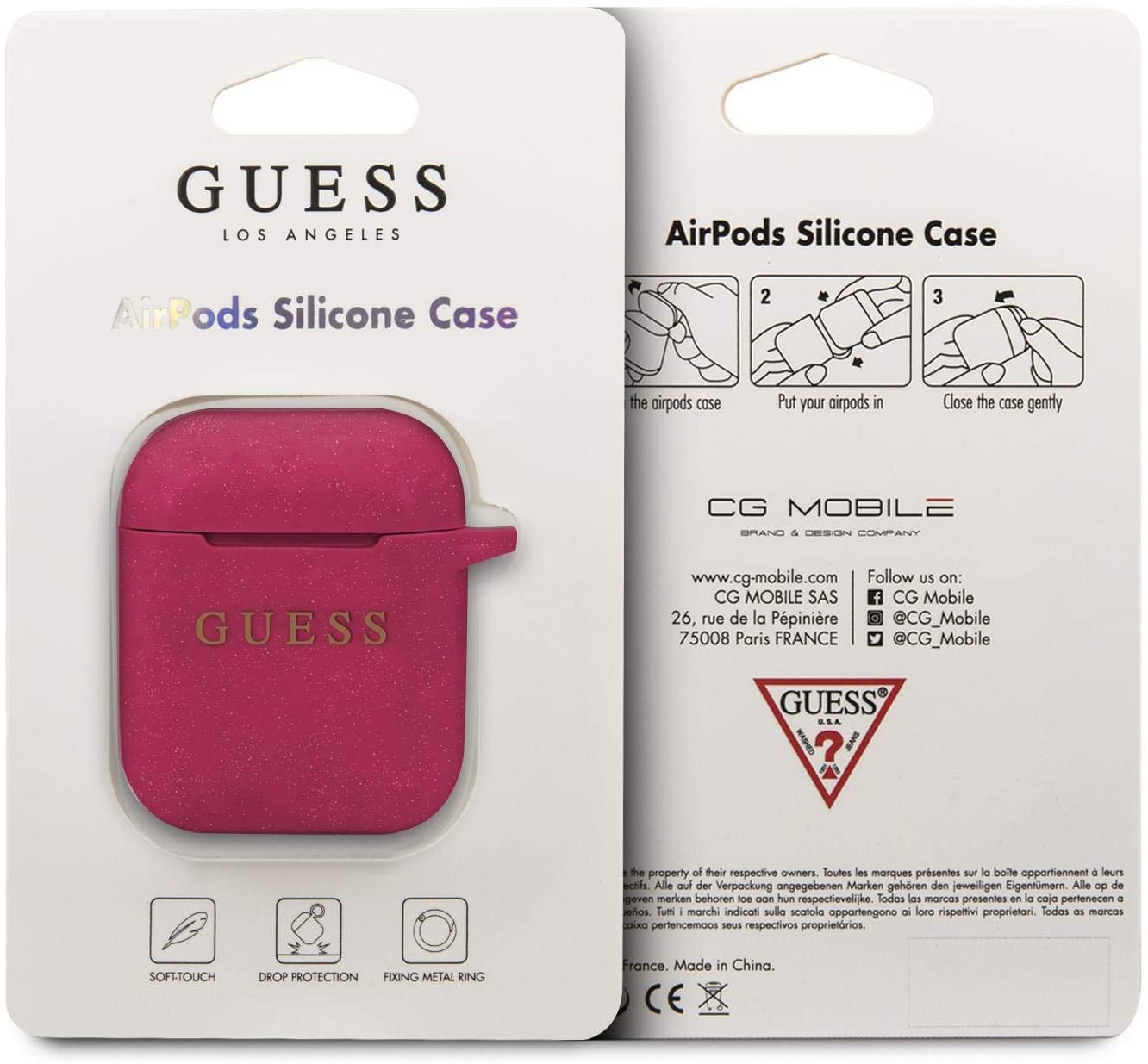 GUESS GUACCSILGLFU - Silicone case protects wireless headphone docking station for Apple Airpods pink - Image 2