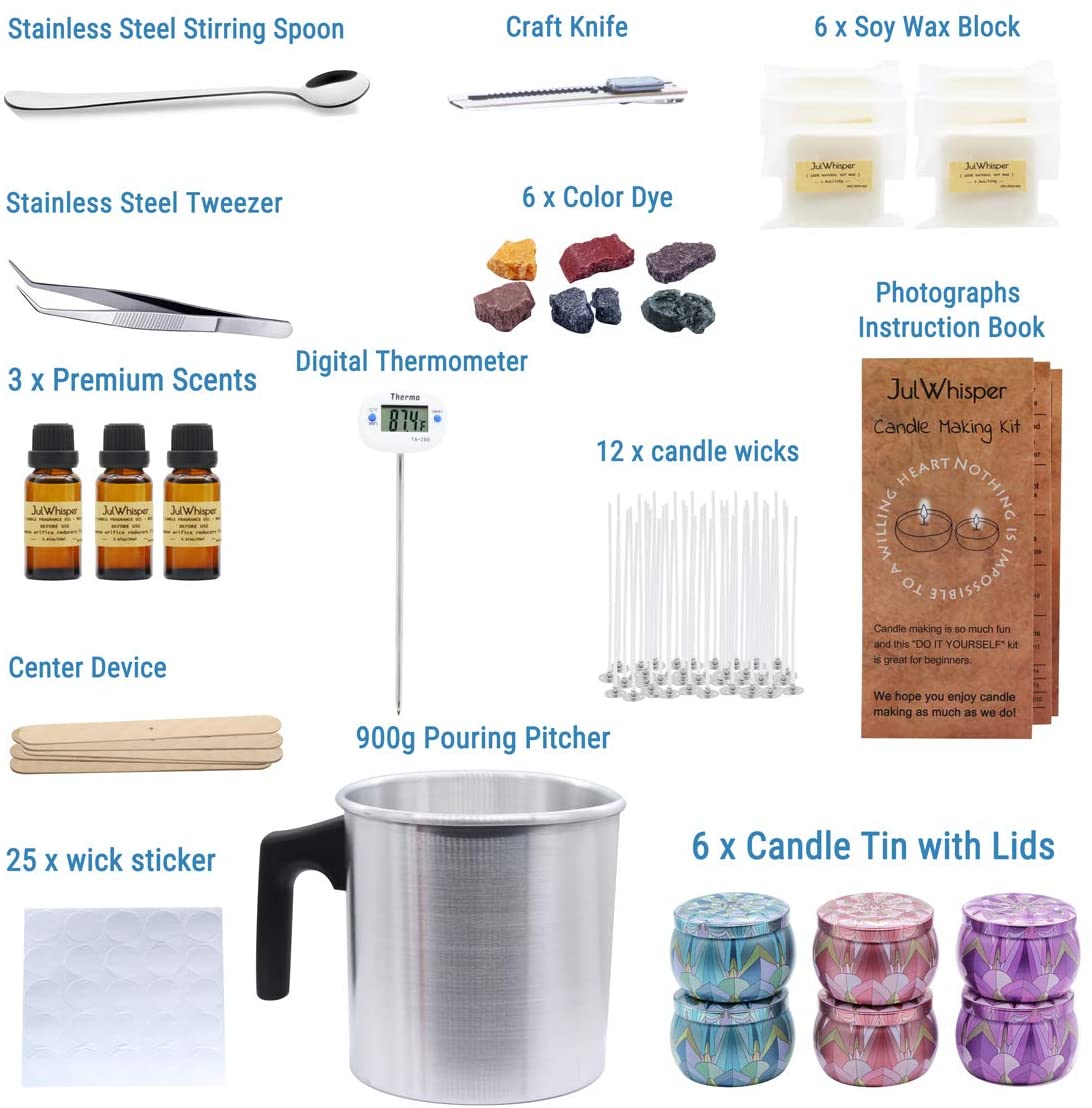 Complete Candle Making Kit Supplies, DIY Gift Set Create Large 6 x