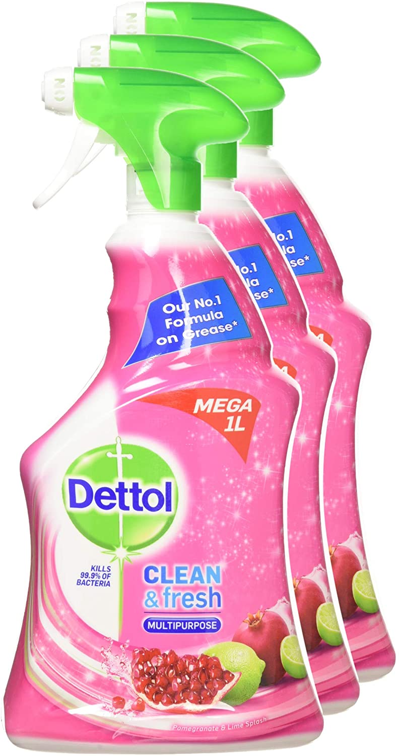 Dettol Power and Fresh Pomegranate and Lime Multi Purpose Spray 1000ml x3, Pomegranate & Lime Splash, 1 l (Pack of 3) - Image 4