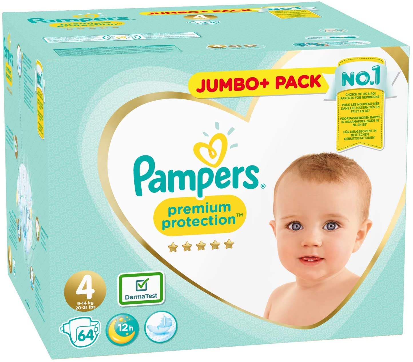 Pampers 81686984 Premium Protection Nappies White, Size 4 (64 Count) - Image 2