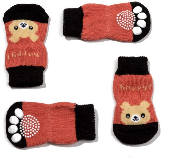 Harfkoko Pet Heroic 6 Sizes Anti-Slip Knit Dog Socks&Cat Socks with Rubber Reinforcement, Anti-Slip Knit Dog Paw Protector&Cat Paw Protector for Indoor Wear, Suitable for Small&Medium&Large Dogs&Cats