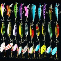 OROOTL Fishing Spoon Kit Metal Lures, 30pcs Colorful Metal Casting Fishing Spinner Baits Spoon Fishing Lures Sharp Treble Hooks Tackle Kit