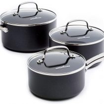 GreenChef Saucepan Set, Non Stick Aluminum Cookware - Induction & Oven Safe Pots - 16/18/20 cm