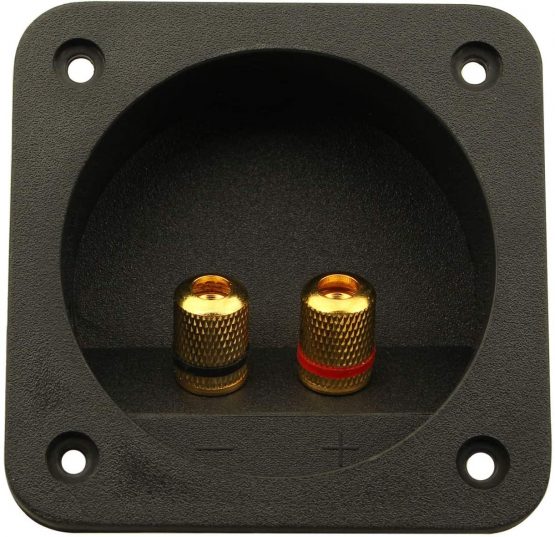 Jopto 2-Way Speaker Box Terminal DIY Home Car Stereo Binding Post Square Spring Cup Connector Acoustic Component Subwoofer Plugs Professional Speaker Junction Box Back Panel Universal Block (Black)