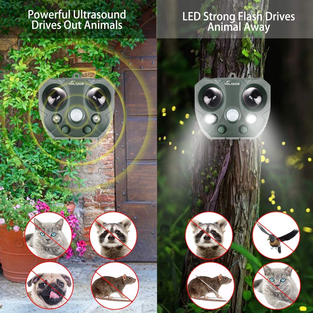 VOLADOR Ultrasonic Cat Repellent, Solar Animal Repellent, Waterproof