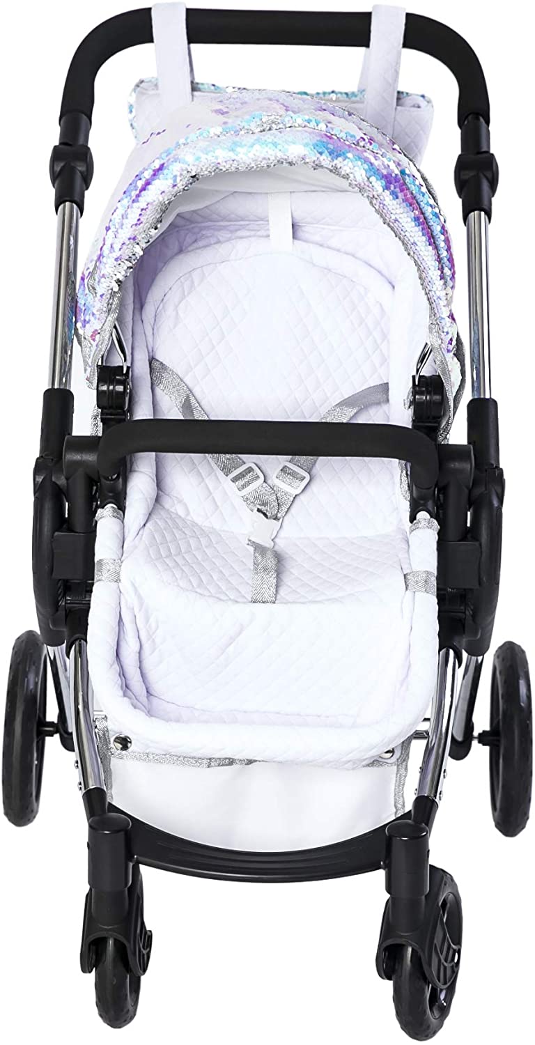 Roma Single Baby Toy Stroller with Lightweight Frame, 2-in-1 Baby Doll Accessories, Adjustable Handle, Carry Cot to Seat Unit - Image 4