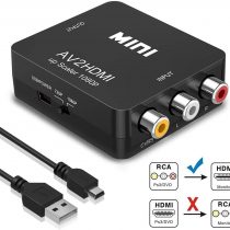 RCA to HDMI , Amtake 1080P AV RCA to HDMI Converter Composite CVBS AV to HDMI Video Audio Converter Adapter for PS2 Wii Xbox SNES N64 VHS VCR Camera DVD, Supporting PAL/NTSC with USB Power Cable