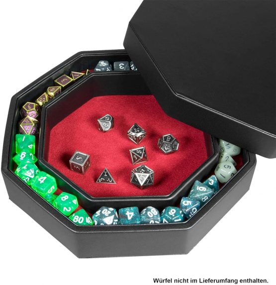shibby dice board with dice tray and lid for all tabletop games - 23,5cm (red) - Image 3