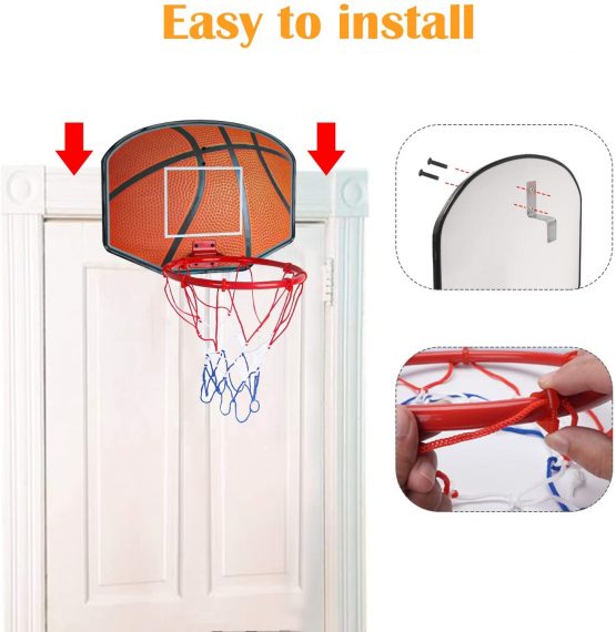 Vanplay Mini Basketball Hoop Kids Hanging Basketball Board with Net, Mini Ball and Pump Portable Indoor Outdoor Toys Sport Games for Kids - Image 4