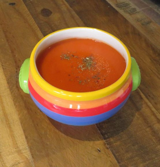 Hand Painted Rainbow Stripe Ceramic Soup Bowl (1) - Image 2