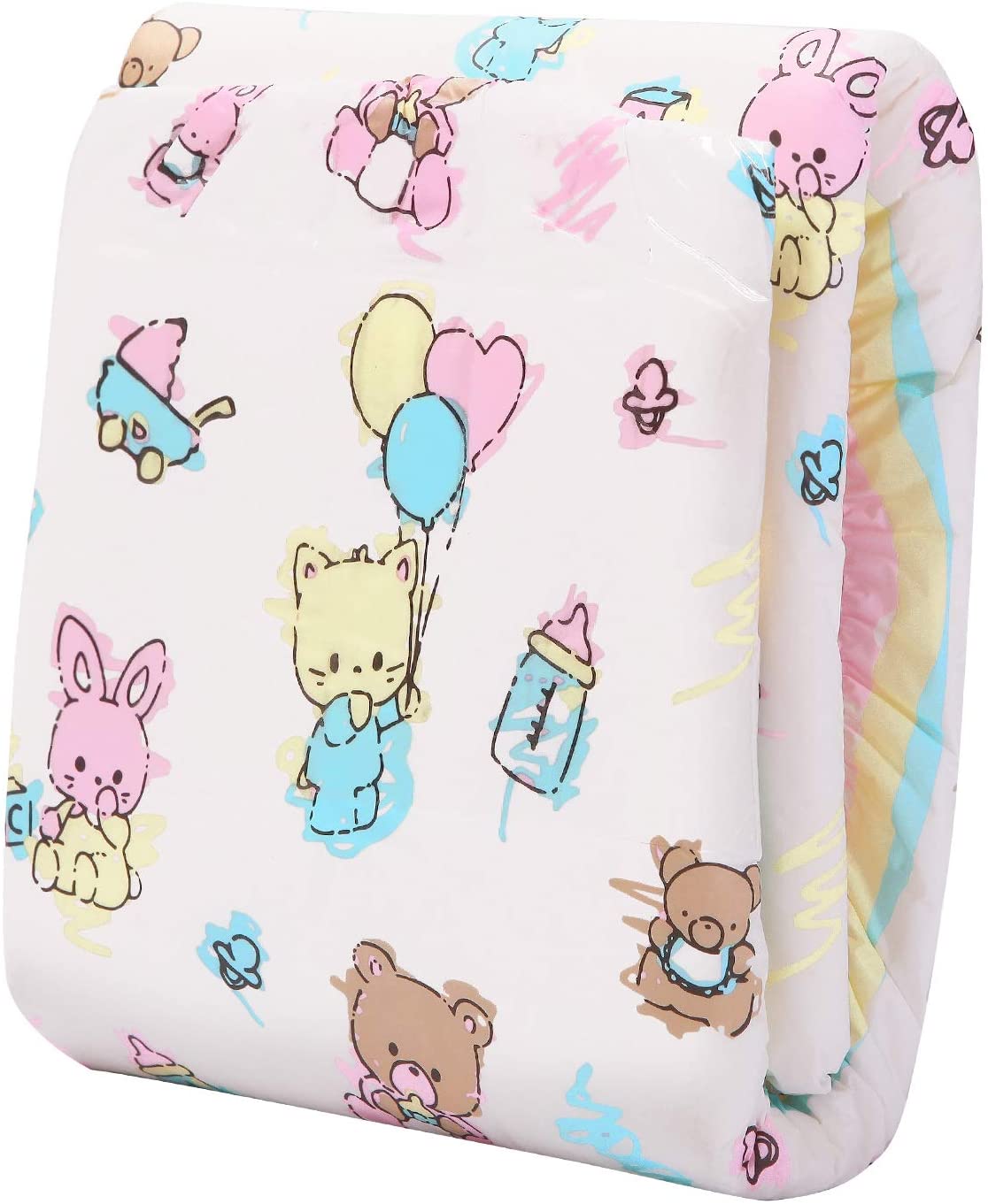 LittleForBig 5500-5800 ml Adult Printed Diaper 10 Pieces - Baby Cuties (M), Pink - Image 4