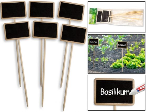 HomeTools® 6X Classic Wooden Plant Signs Greenhouse Bed Balcony Herb Garden Flower Pot Landhaus Can Be Written On 25 cm Set of 6 - Image 2