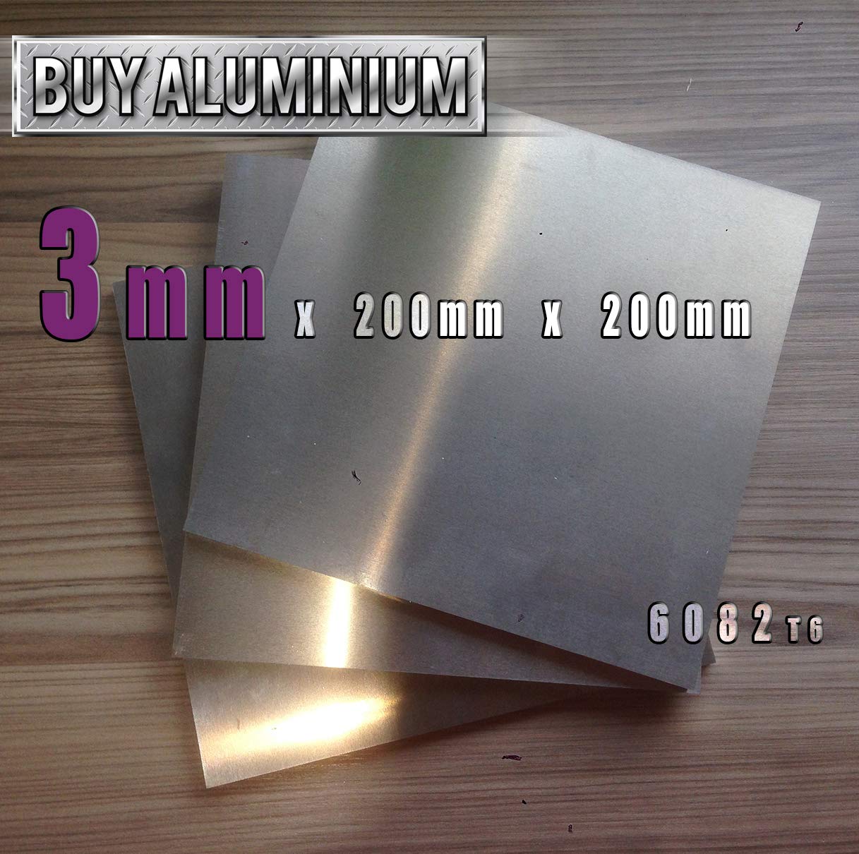 3mm Aluminium Sheet Plate (200mm x 200mm), Silver
