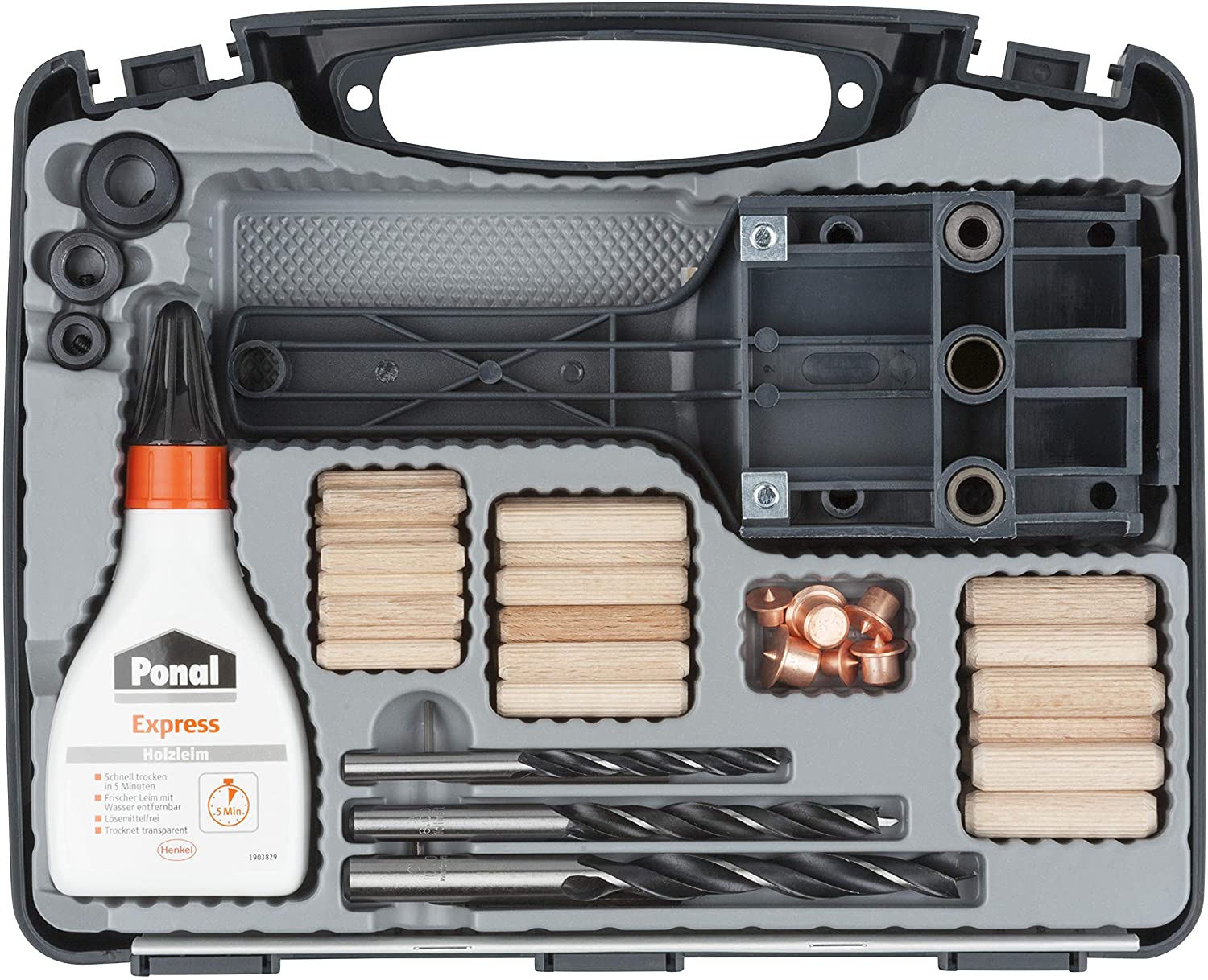 wolfcraft Universal Dowelmaster Set I 4645000 I The Complete Starter Set for All Standard Wood Dowel Joints