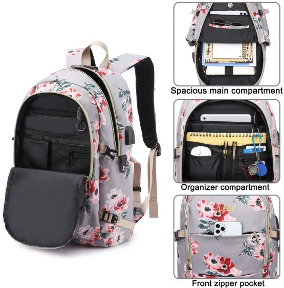 Backpack Womens, Anti Theft Business Travel Laptop Backpack with RFID Signal Blocking Pocket USB Charging Port, Water-Resistant Slim Backpack Fit 15.6 Inch Laptop Computer Work School Rucksack - Image 4