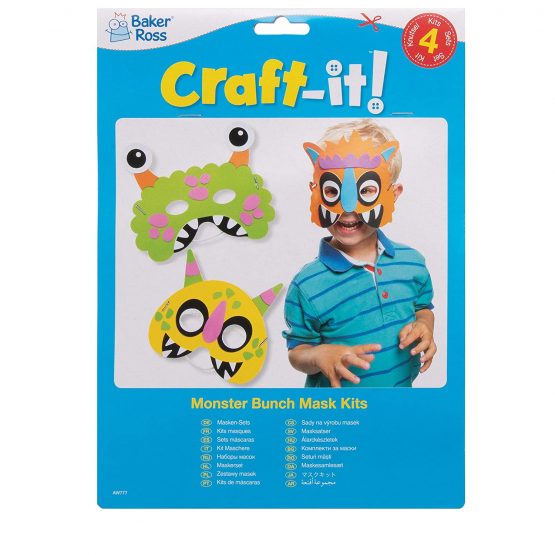 Baker Ross AW777 Halloween Kits, Monster Bunch Foam Mask Craft for Kids to Dress up and Play This Trick Or Treat Season (Pack of 4), Assorted - Image 4