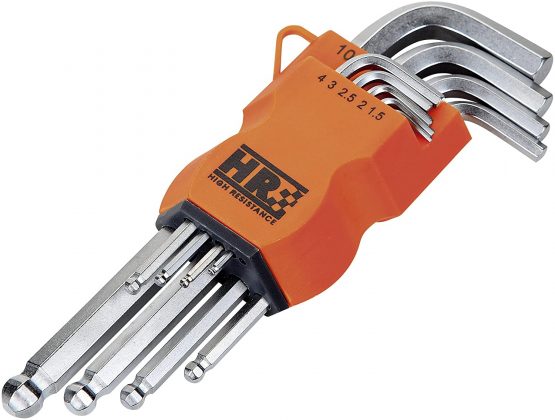 Alyco 170610 Set of 9 Large Allen Keys, High-Resistance, Steel Chrome-Plated, with Plastic Support