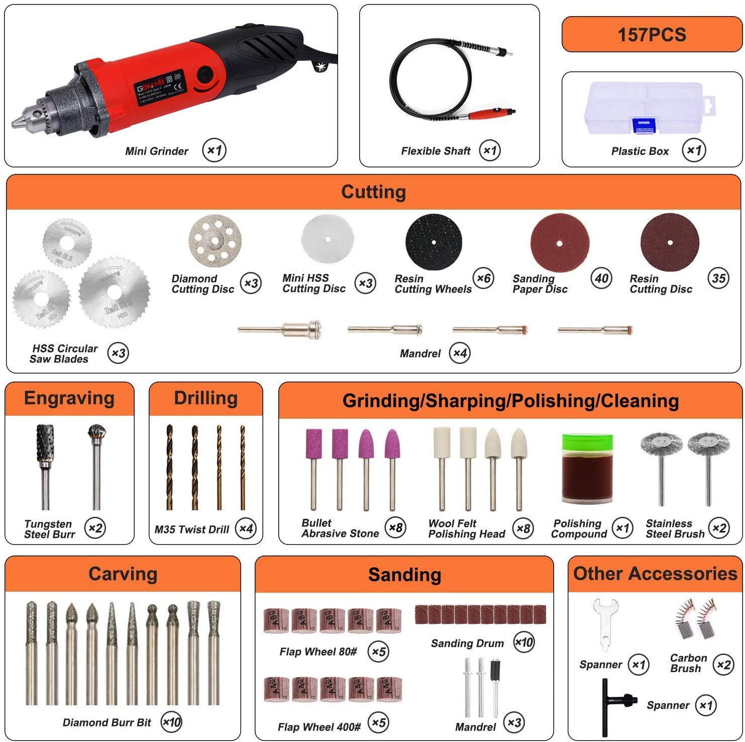 GOXAWEE Rotary Tool Kit, 240W MultiFunctional Mini Electric Die