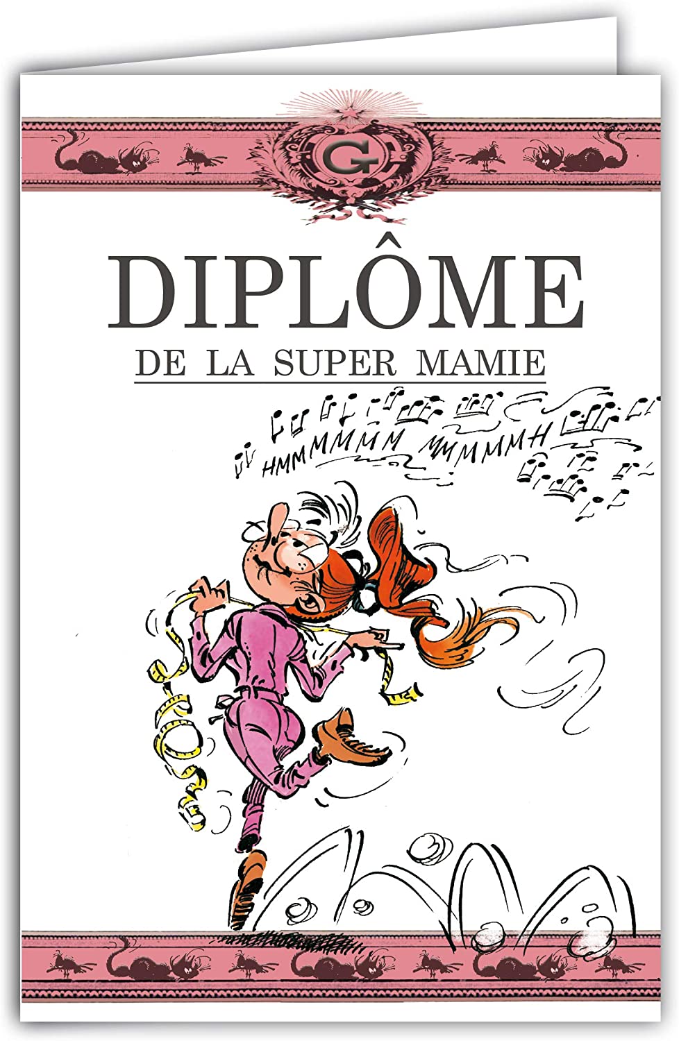 Gaston Lagaffe Diploma Card for Grandma Grandma Good Mum - Mlle Mademoiselle Jeanne Chante - Birthday or Grandmother's Day - Image 2