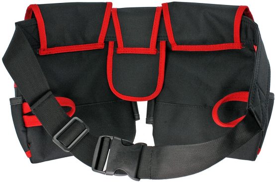 Spares2go 20 Pocket Double Tool Belt Heavy Duty Joiners Carpenter Builders Nails Pouch - Image 3