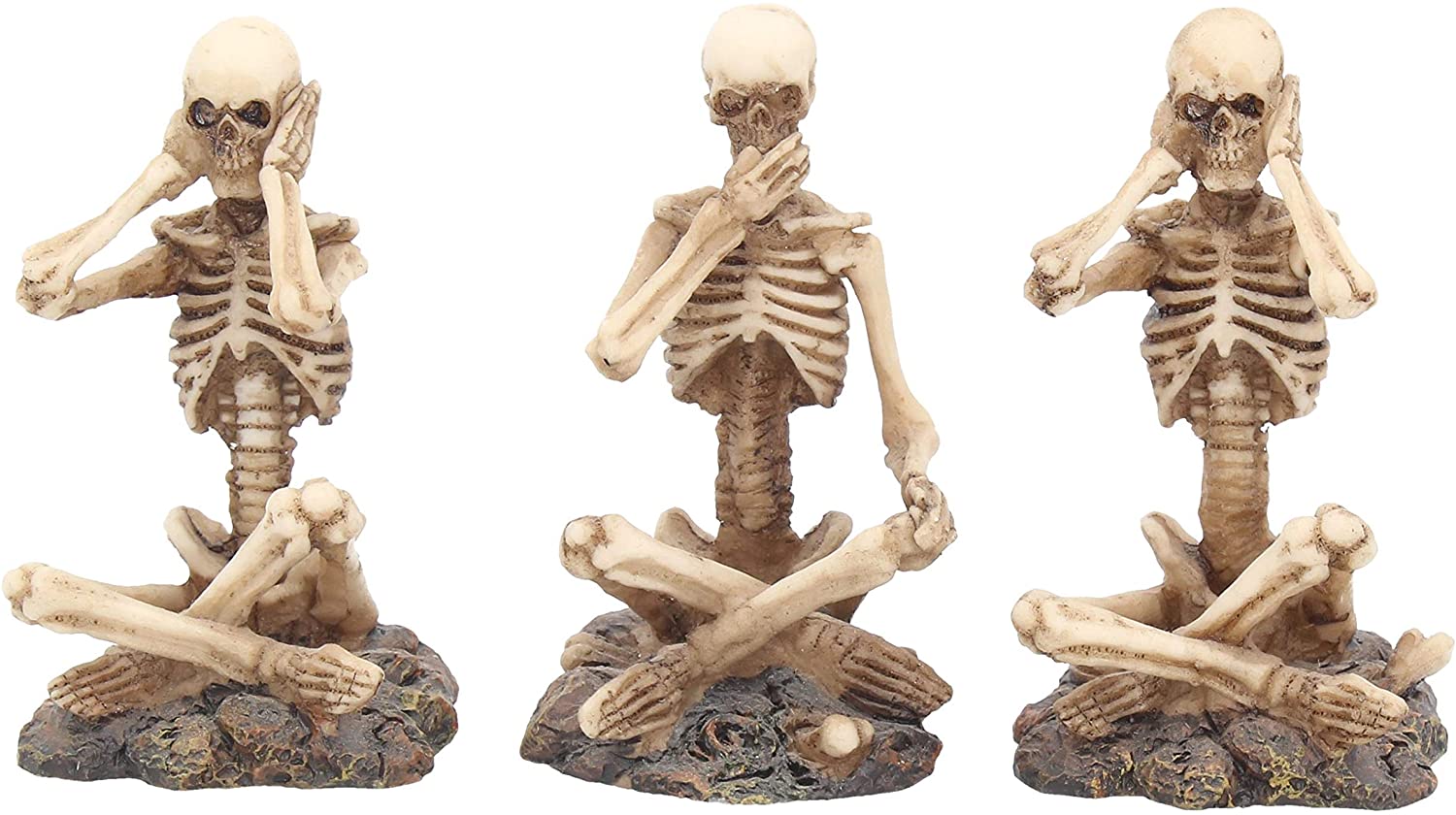 Nemesis Now AL50292 See No, Hear No, Speak No Skeletons Figurine , Ivory, Cream