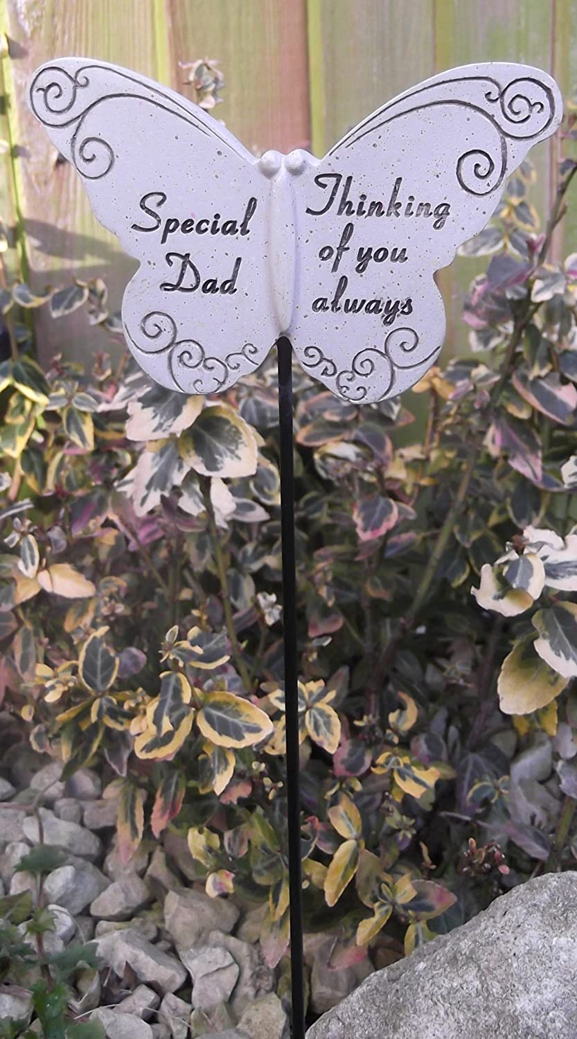 Memorial Butterfly Special Dad on Stick , Put By Grave Side, White - Image 2
