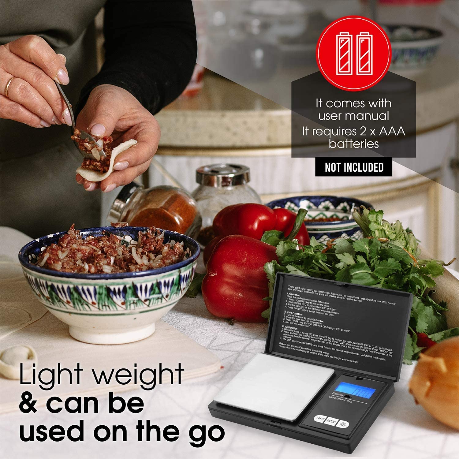 New Horrizon Digital Scales, Kitchen Scales Digital, Pocket Scales, 0.01g x 500g, Food Scale LCD Display - Image 4