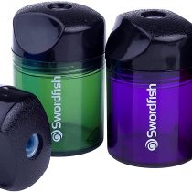 Swordfish ‘Canister’ Pencil Sharpener with Mess-Free Canister [Pack of 10] Assorted Colours [40032]