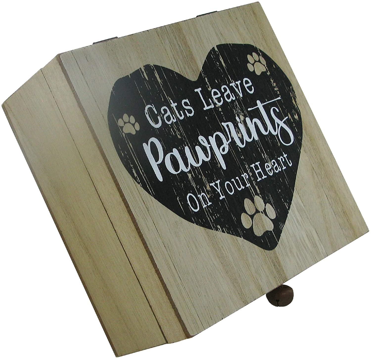 Cat Memory Box Keepsake Cat's Leave Pawprints On Your Heart Ashes Box Wooden, Multi, 16cm - Image 2