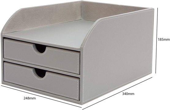 OSCO Faux Leather 2 Tier Sorter with Letter Tray - Image 3