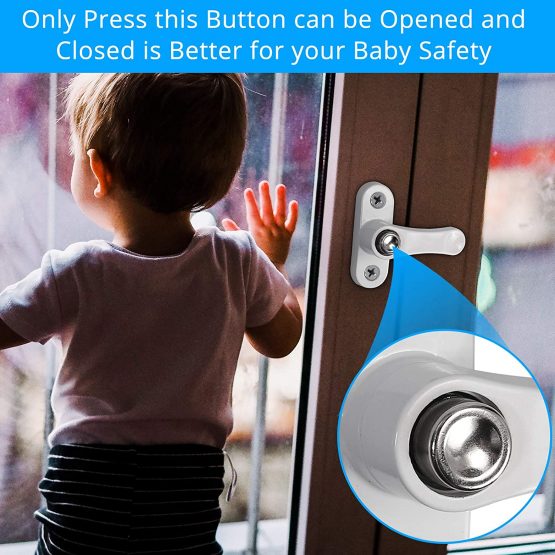 eSynic 4pcs Sash Blocker Jammer Strong Zinc Cast Alloy Sash Jammer Restrictor Baby Security Lock with Home Security Button Lock Function for Various UPVC/PVC Window Door and Home Child Baby Safety - Image 3