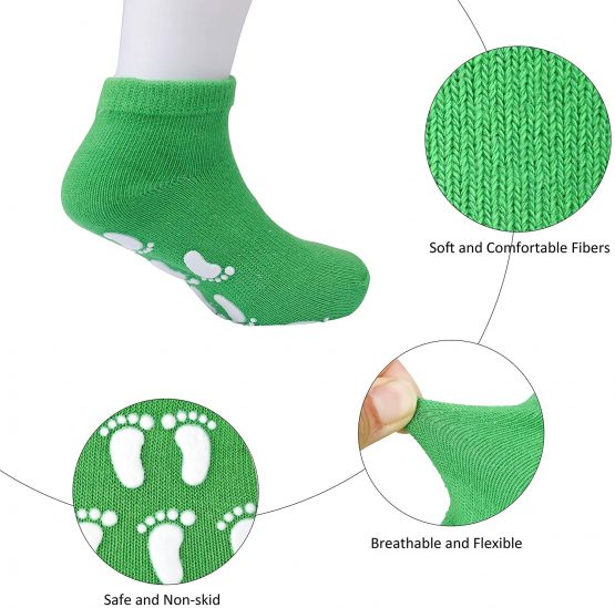 Toddler Grips Ankle Socks, Non Slip Socks for Kids, Low Cut Anti-Skid Floor Socks for 1-3 Years Baby Boys and Girls, 8 Pairs - Image 3