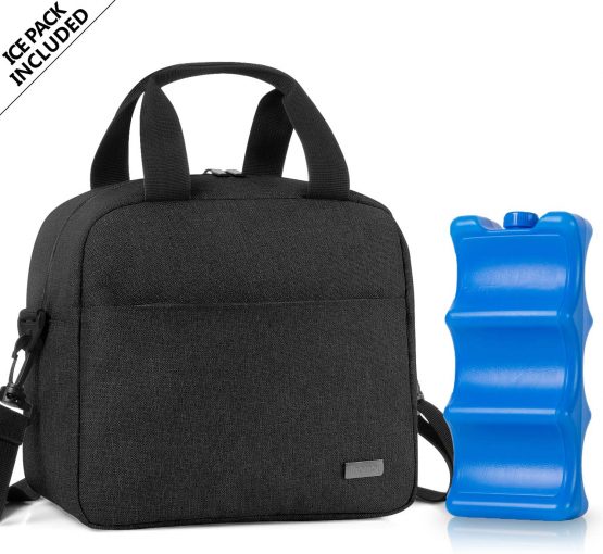 Teamoy Breastmilk Cooler Bag with Ice Pack, Baby Bottle Cooler Bag for 6 Breastmilk Bottles (up to 270ml), Black
