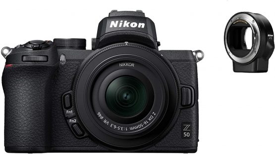 Nikon Z50 + Z DX 16-50mm + FTZ Mirrorless Camera Kit (209-point Hybrid AF, High speed image processing, 4K UHD movies, High Resolution LCD Monitor) VOA050K004