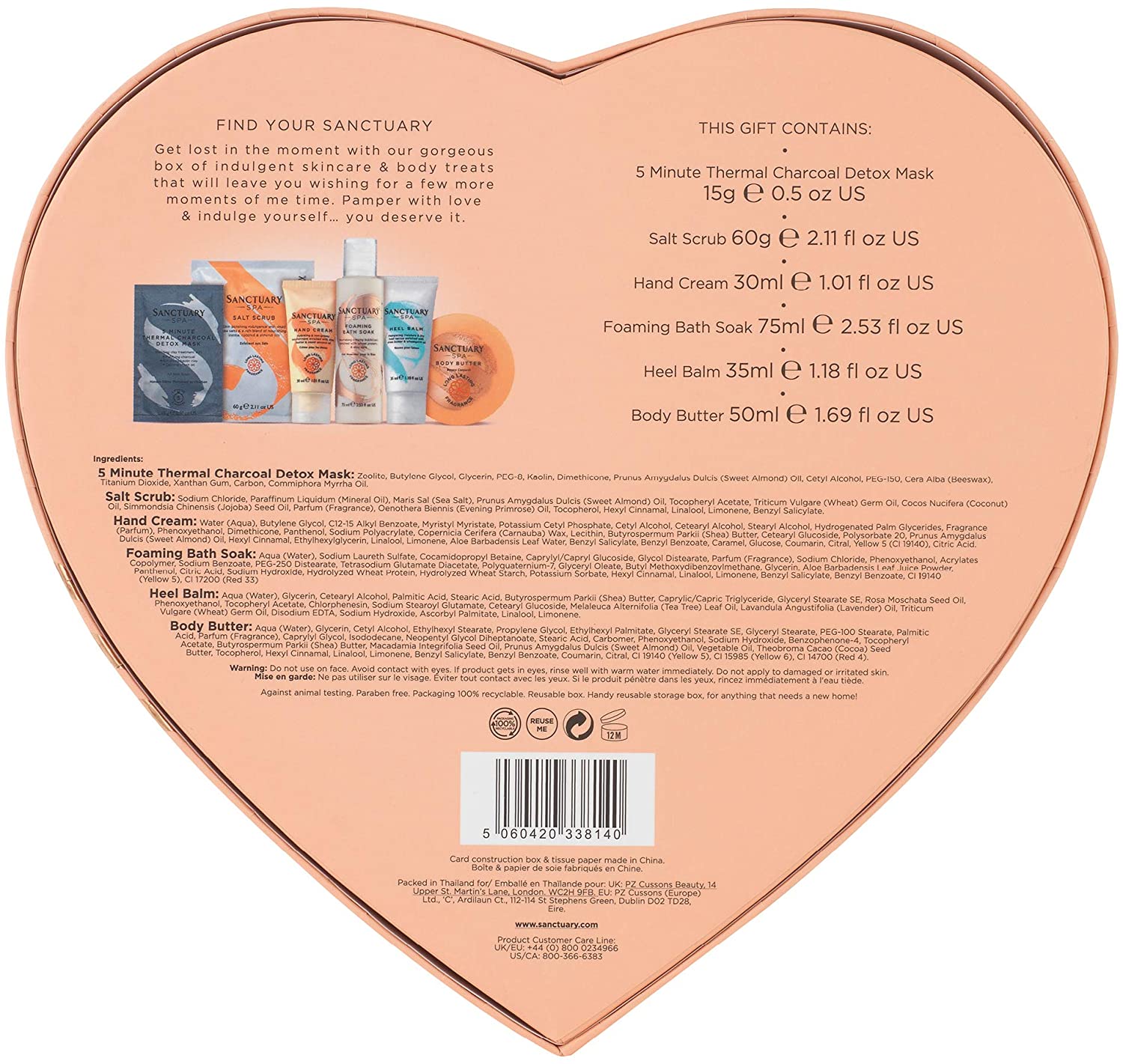 Sanctuary Spa Gift Set, Lost In The Moment Vegan Beauty Gift Box With Face Mask, Hand Cream, Foot Cream, Salt Scrub - Image 3