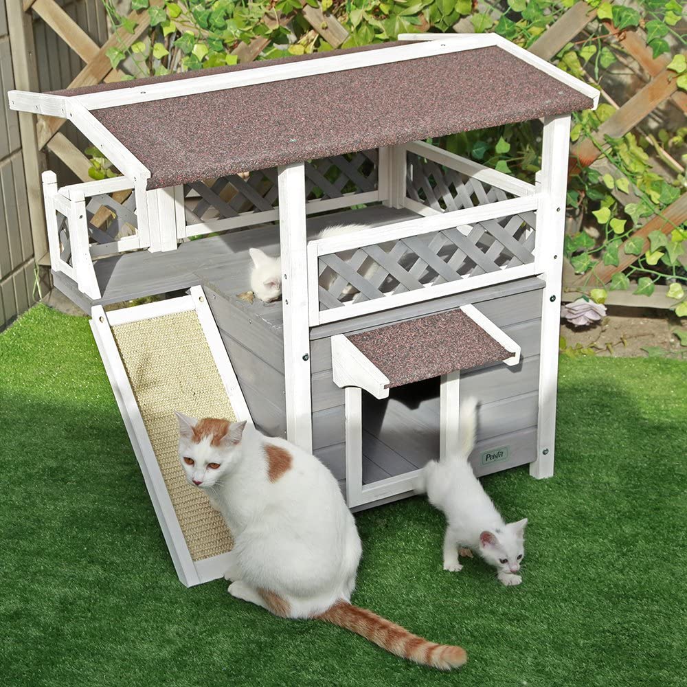 Petsfit Cat Outdoor House Waterproof, Outdoor Cat House, with Scratch Board