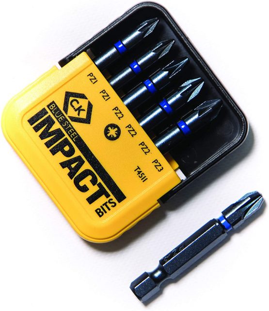 C.K T4511 Blue Steel PZ Impact Screwdriver Bit, Black, Set of 6 Pieces - Image 2