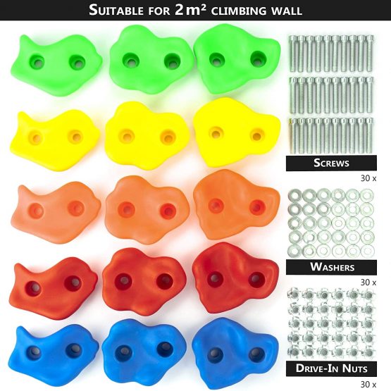 GO!elements 15 pieces climbing holds children set outdoor incl. Mounting material | Indoor climbing stones for climbing wall | Kids Boulders colorful for play tower with screws - Image 4
