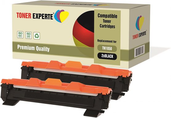 2-Pack TONER EXPERTE® Compatible with TN1050 Premium Toner Cartridges for Brother DCP-1510 DCP-1512 DCP-1610W DCP-1612W HL-1110 HL-1112 HL-1210W HL-1212W MFC-1810 MFC-1910W