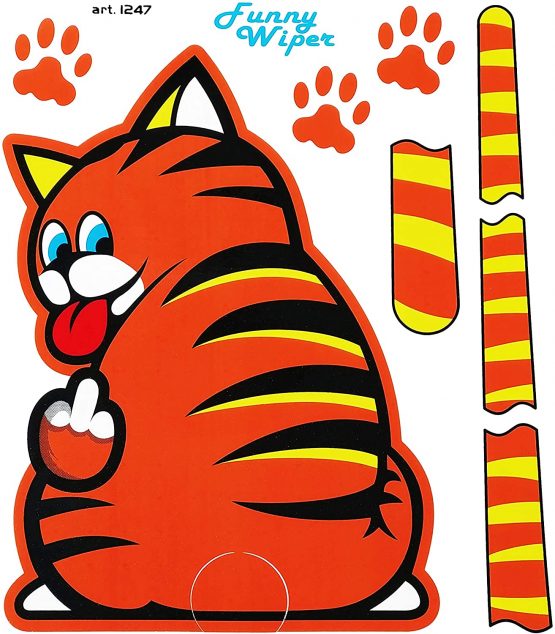 Funny Wipers Rear Window for Car Stickers, Brown Cat